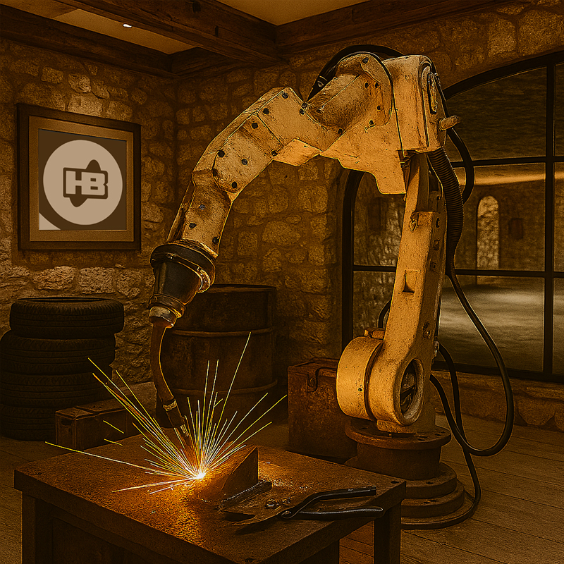 HitchBunk Stall interior — robotic welding and Sabertooth forge